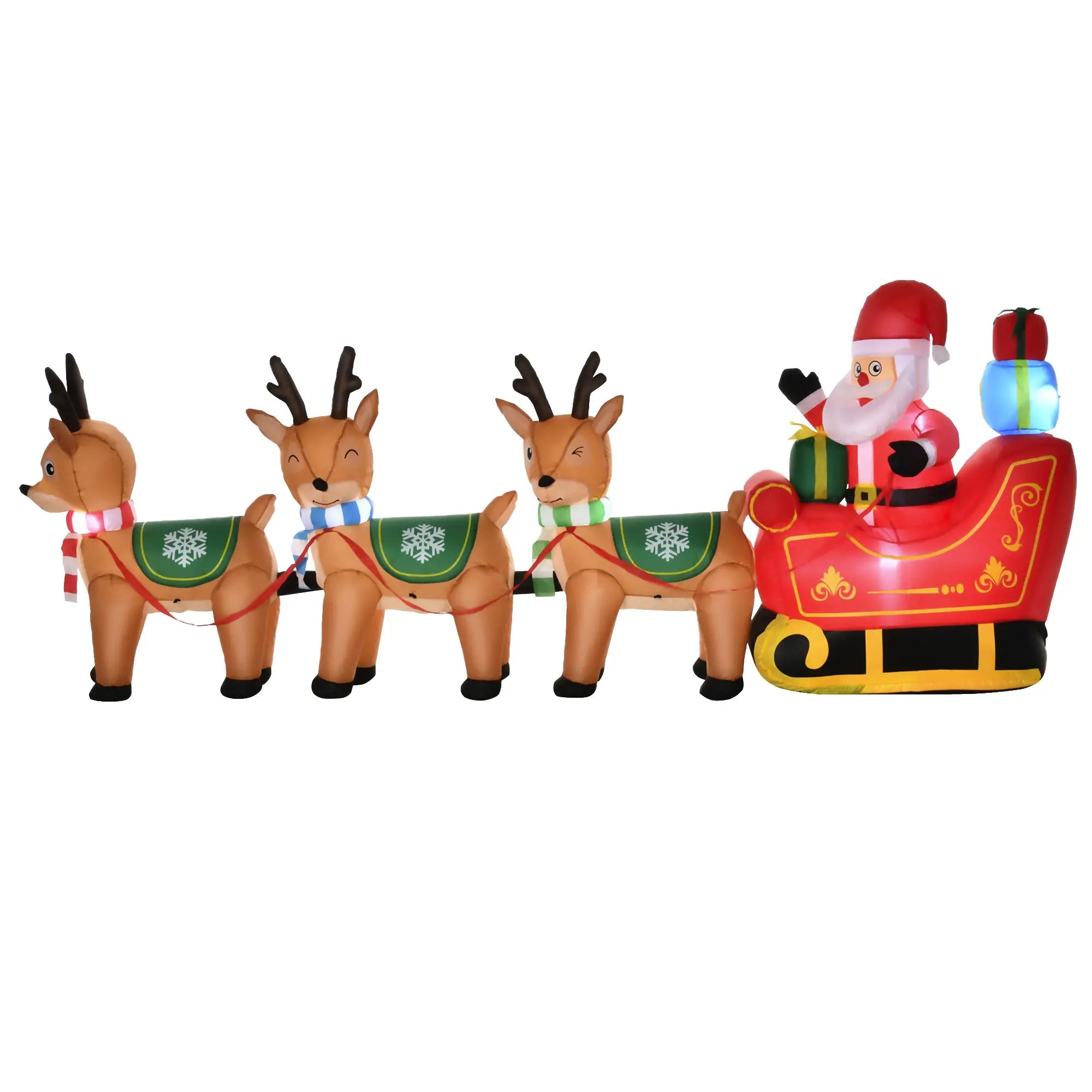 4.5ft Inflatable Santa Claus on Sleigh with 3 Deer, LED Lights Christmas Inflatables at Gallery Canada