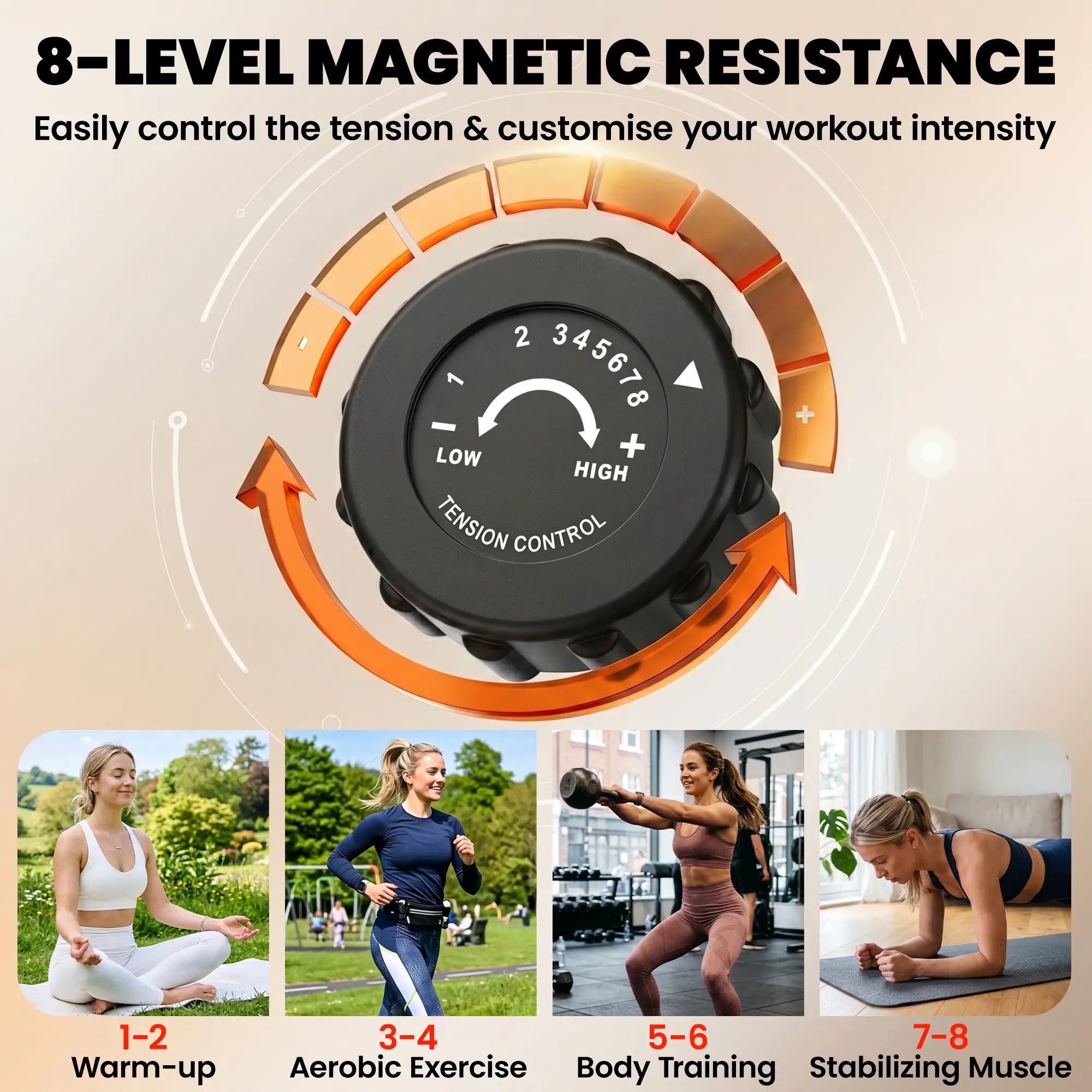 Folding Exercise Bike, 8-Level Magnetic Resistance, Adjustable Seat, Pink Exercise & Stationary Bikes at Gallery Canada