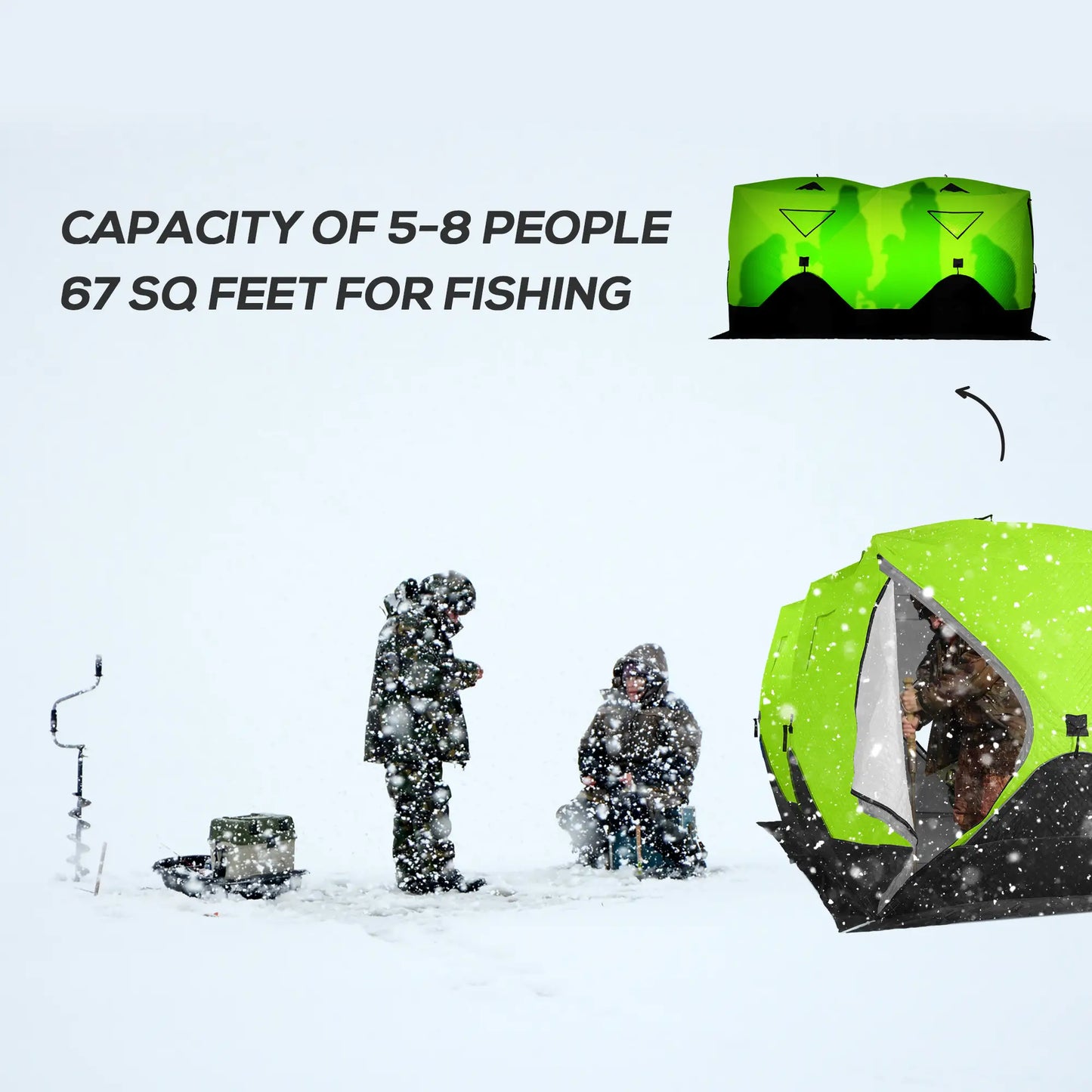 8-Person Insulated Ice Fishing Tent, Ventilation Windows, Carry Bag, -22℉, Green Ice Fishing Tents at Gallery Canada