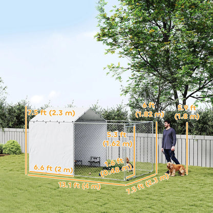 Galvanized Steel Dog Kennel, Waterproof UV-Resistant Cover, 13.1' x 7.5' x 7.5' Houses, Kennels & Pens at Gallery Canada