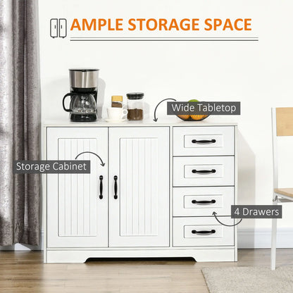 Modern Sideboard Buffet Cabinet, Drawers, Beadboard Door, White Storage Cabinets at Gallery Canada