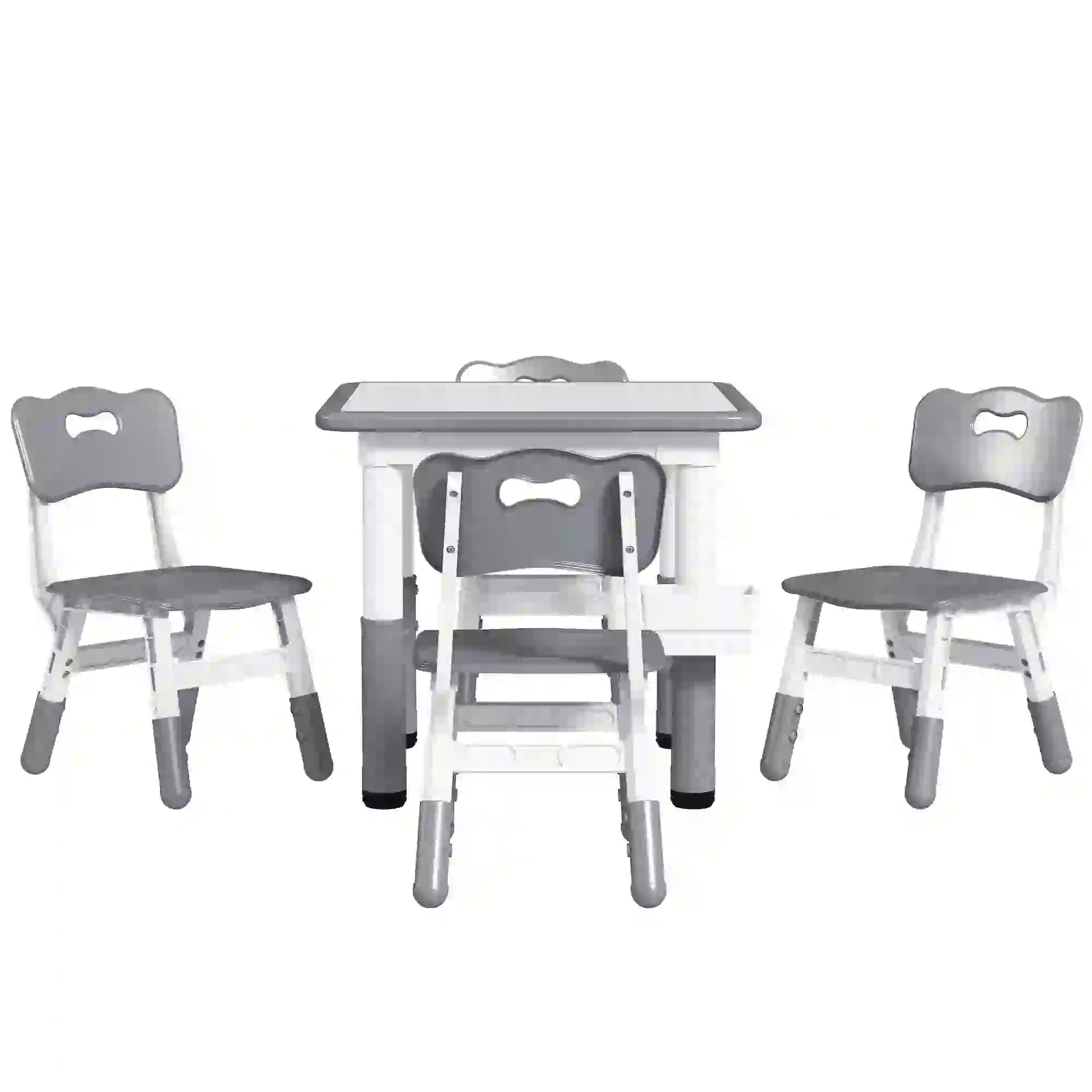 5 Pcs Toddler Table and Chair Set, Adjustable Height, Grey Kids Table Sets Grey at Gallery Canada