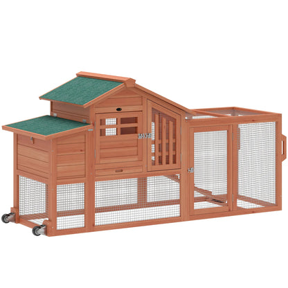 Mobile Wooden Chicken Coop With Run, Nesting Box, Pull-Out Tray, Orange Chicken Coops Orange at Gallery Canada