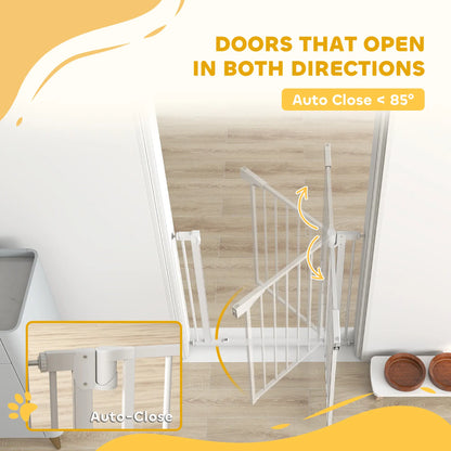 Baby Pet Safety Gate 30"-32" Wide, Auto-Close, White
