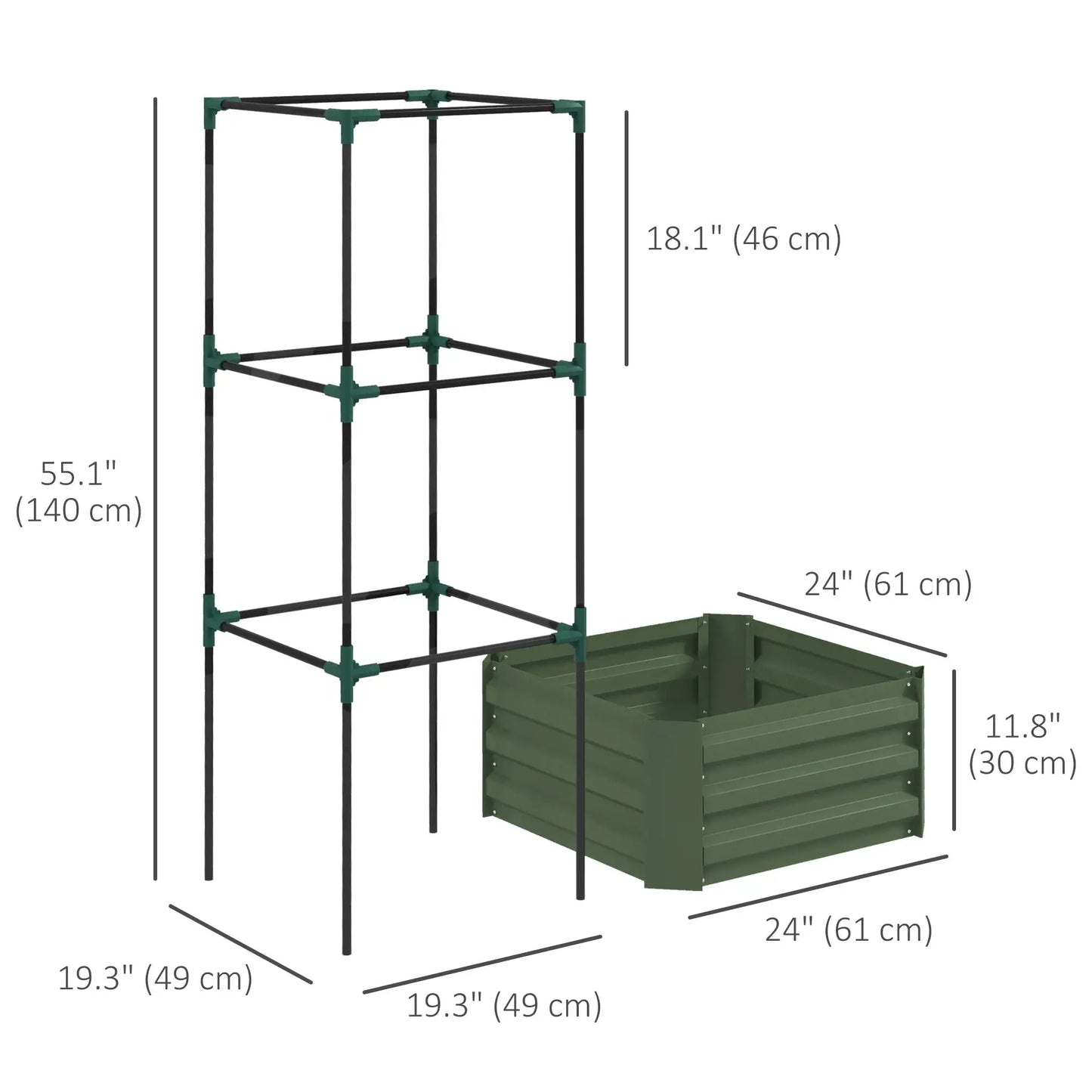 Galvanized Planter Box, Outdoor Raised Garden Bed, 3-Tier Trellis Tomato Cage Galvanized Planter Boxes at Gallery Canada