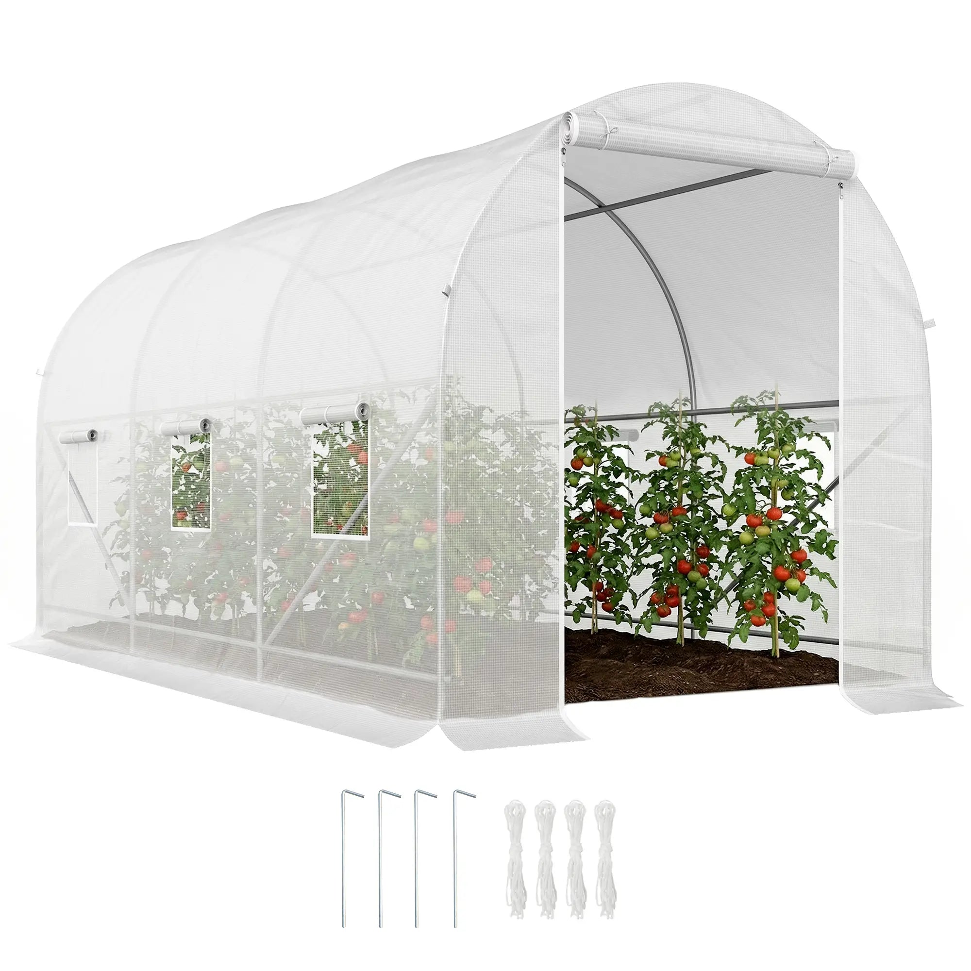 11.5x6.6x6.6ft Walk-In Greenhouse, Portable Garden Plant House, White Walk In Greenhouses White at Gallery Canada