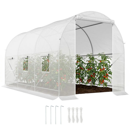 11.5x6.6x6.6ft Walk-In Greenhouse, Portable Garden Plant House, White Walk In Greenhouses White at Gallery Canada