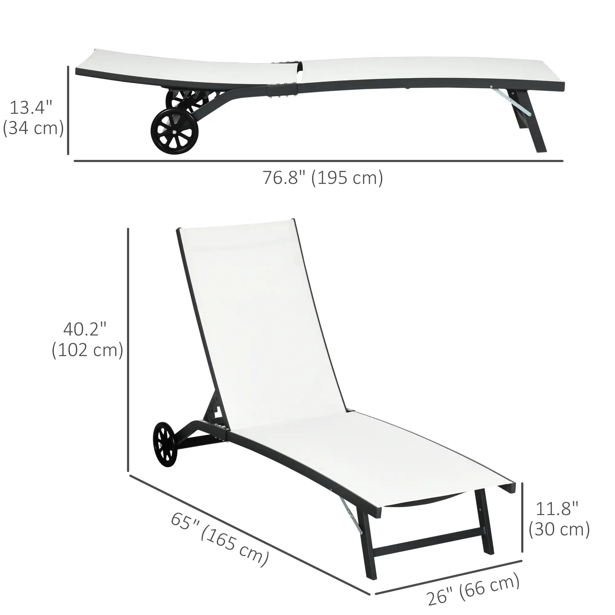 Outdoor Lounge Chair Set, 2, Breathable Mesh, Wheels, Cream White Lounger Chairs at Gallery Canada