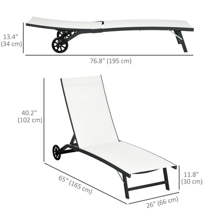 Outdoor Lounge Chair Set, 2, Breathable Mesh, Wheels, Cream White Lounger Chairs at Gallery Canada