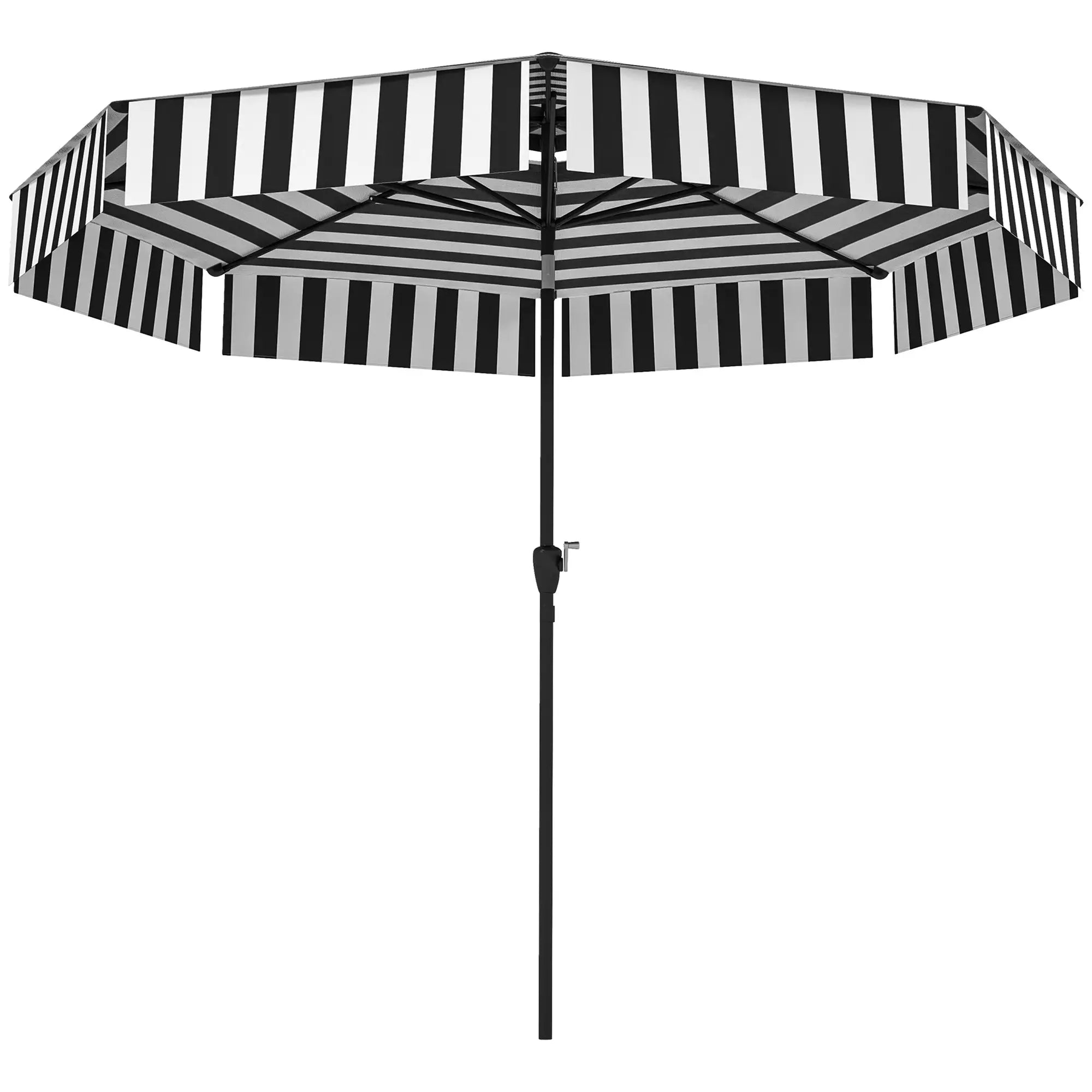 8.6 ft Patio Umbrella, UPF 30+, Crank, Tilt, 8 Ribs, Black Sun Umbrellas Black, White at Gallery Canada