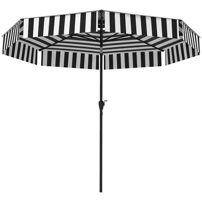 8.6 ft Patio Umbrella, UPF 30+, Crank, Tilt, 8 Ribs, Black Sun Umbrellas Black, White at Gallery Canada