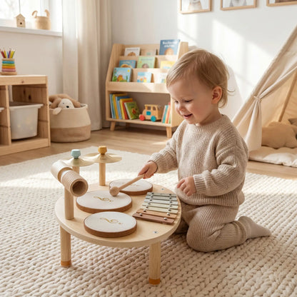 Toddler Drum Set, 4-In-1 Musical Instruments, Natural Wood Electronic Musical Pianos at Gallery Canada