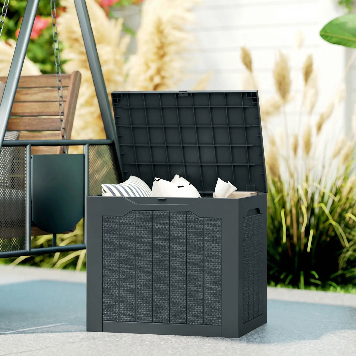 28 Gallon Deck Box, Resin Outdoor Storage, Waterproof UV Resistant Patio Storage Boxes at Gallery Canada