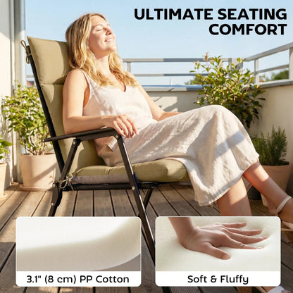Patio Chair Cushions Set Of 4, Waterproof Non-Slip, 44"x21", Khaki Patio Chair Cushions at Gallery Canada