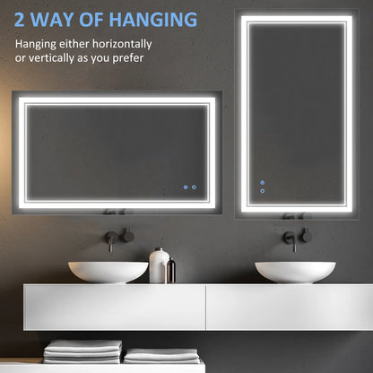 40" x 24" LED Bathroom Mirror, Dimmable, 3 Color, Touch Control, Color Wall Mirrors at Gallery Canada