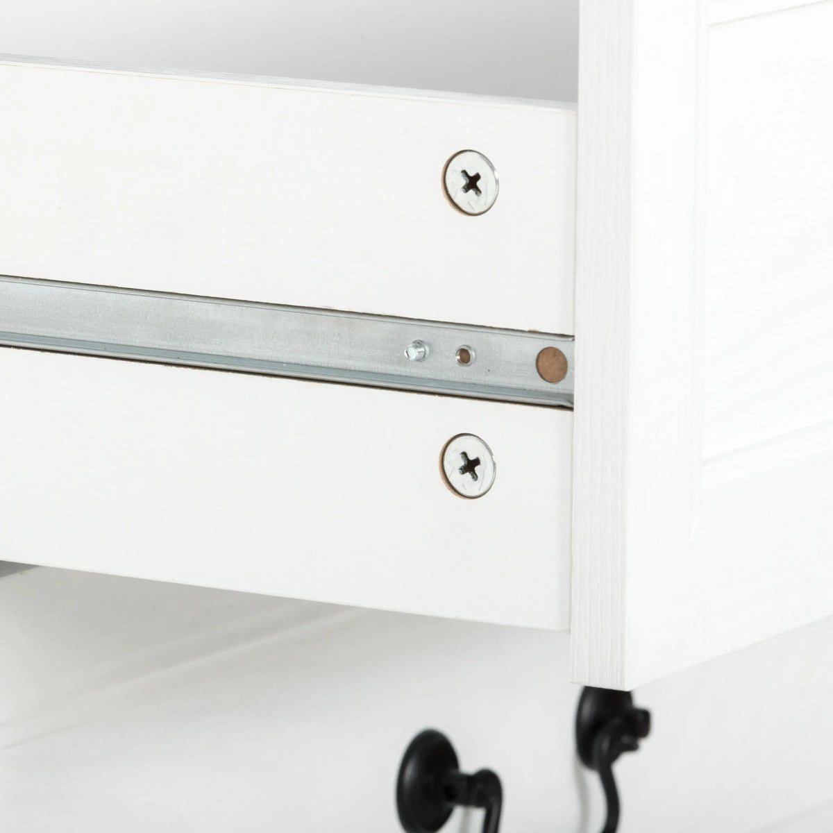 Farmhouse Sideboard with Charging Station, 58" Buffet Cabinet, White Storage Cabinets at Gallery Canada
