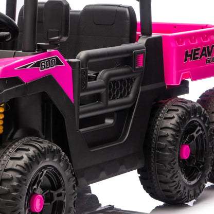 24V 4WD Kids Ride On Truck, 6 Wheels, 2 Seater, Remote, Dump Bed, Pink Electric Toy Cars at Gallery Canada