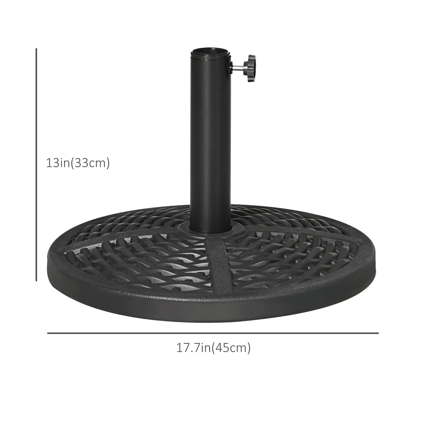 18" Heavy Duty Round Market Umbrella Base, Rattan Design, Black Umbrella Bases at Gallery Canada