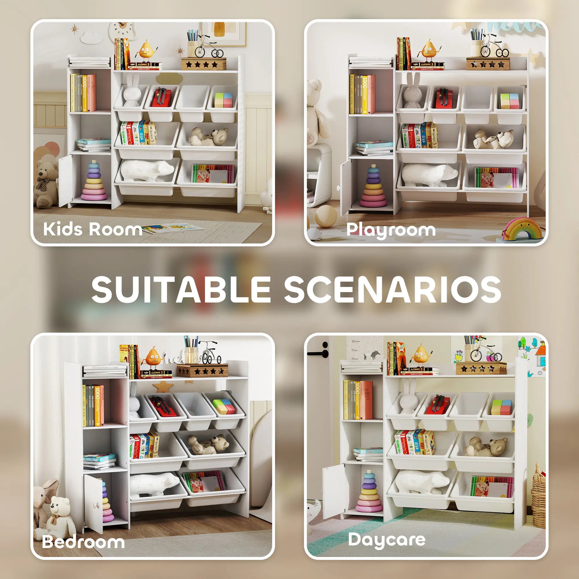 Kids Bookshelf And Toy Organizer, 8 Removable Bins, White Bookshelves & Bookcases at Gallery Canada