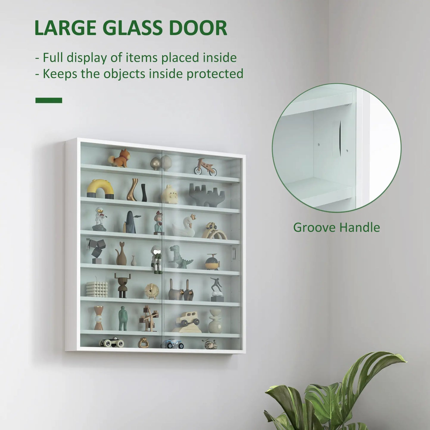 7-Tier Glass Curio Cabinet, 2 Glass Doors, 6 Adjustable Shelves, White Display Bookshelves at Gallery Canada