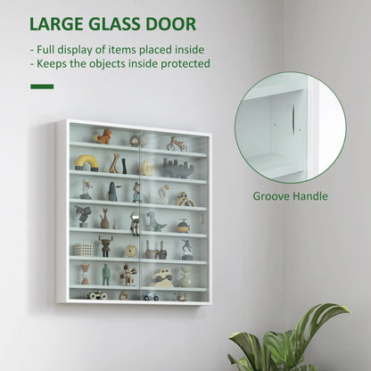 7-Tier Glass Curio Cabinet, 2 Glass Doors, 6 Adjustable Shelves, White Display Bookshelves at Gallery Canada