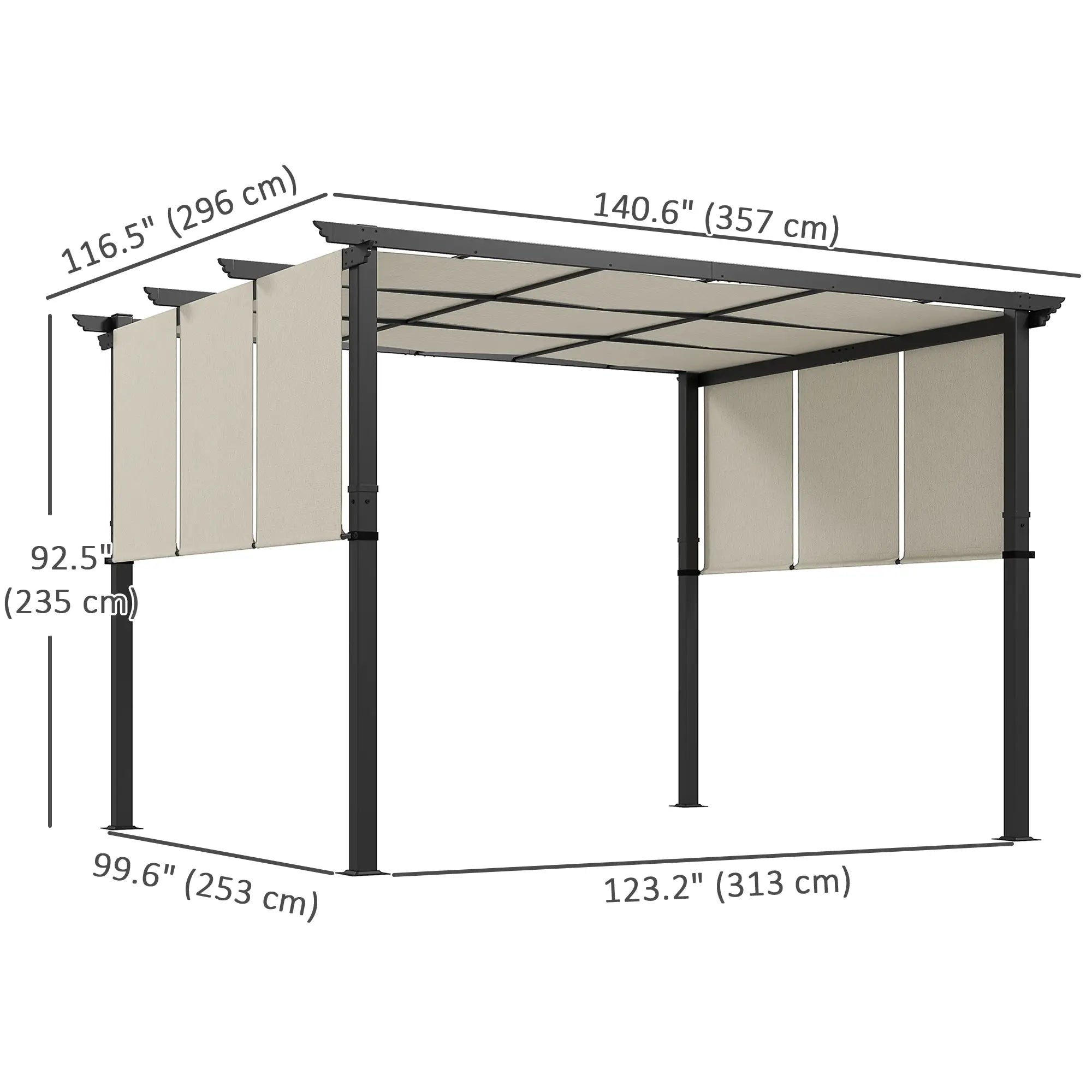 10' x 12' Metal Pergola With Retractable Canopy, For Garden Patio Backyard Deck Pergolas at Gallery Canada