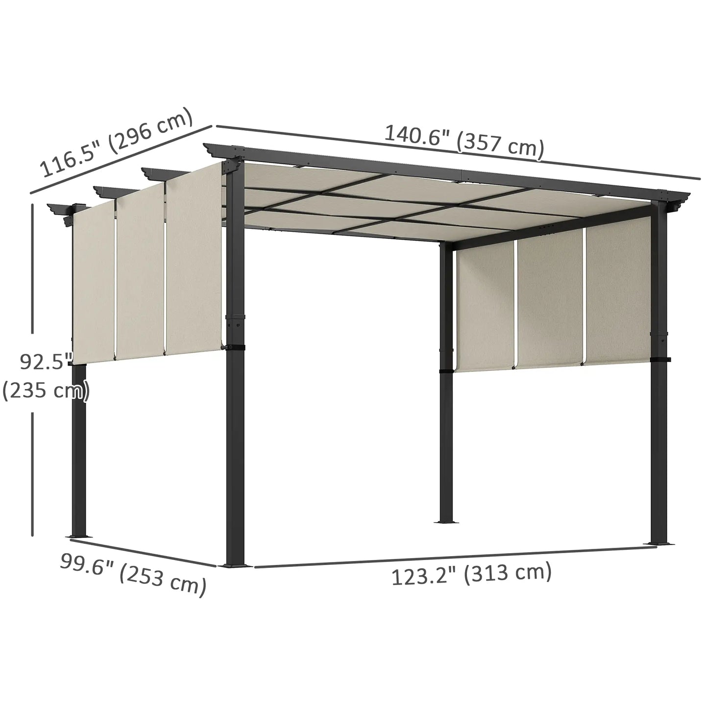 10' x 12' Metal Pergola With Retractable Canopy, For Garden Patio Backyard Deck Pergolas at Gallery Canada