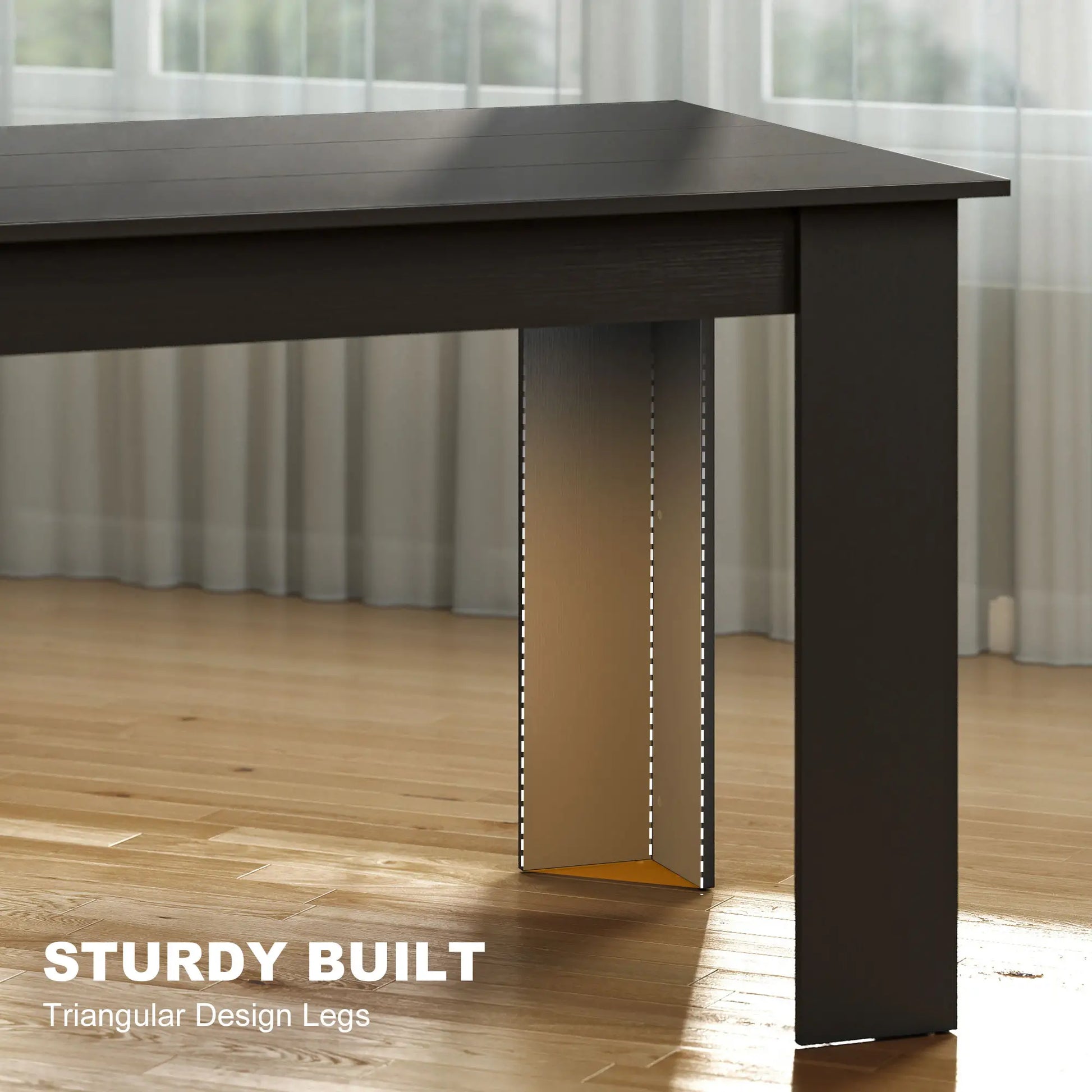 63" Kitchen Table for 4-6 People, Wood Effect, Black Dining Tables at Gallery Canada