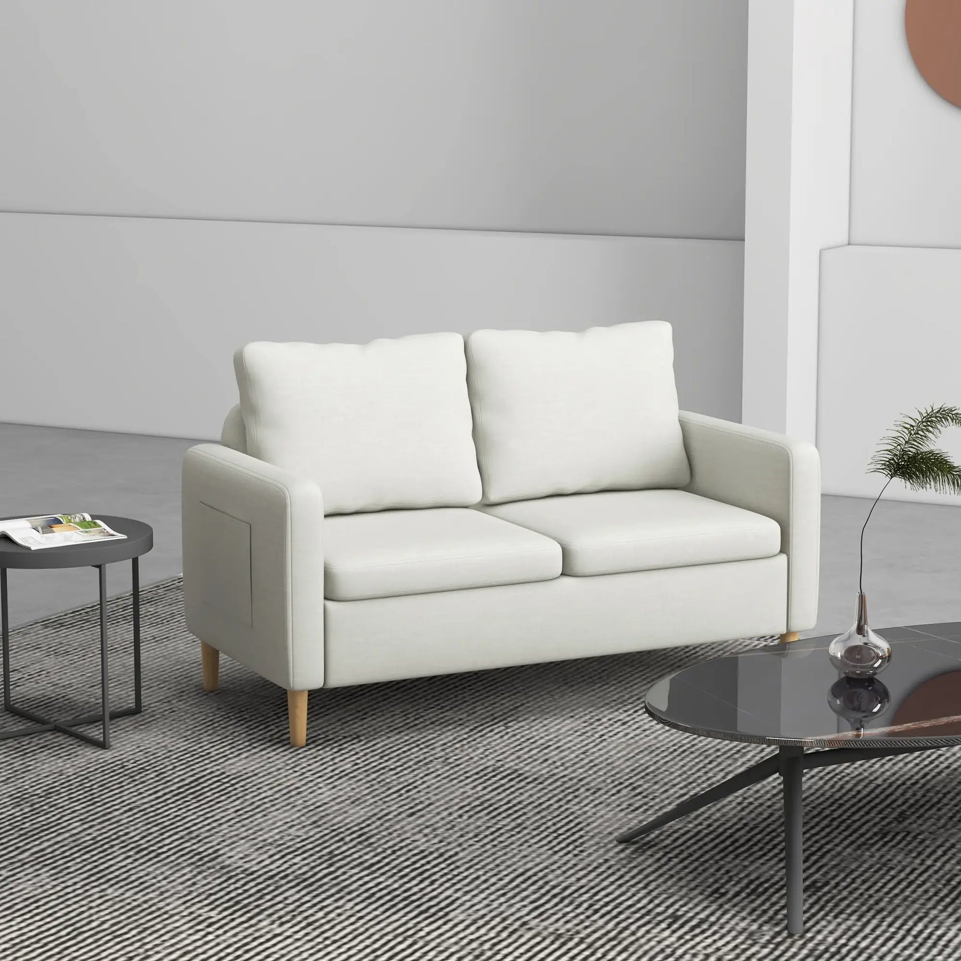 56" 2 Seat Sofa, Modern Love Seat, Upholstered Couch, White 2-Seater Sofas at Gallery Canada