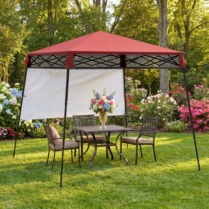 7' x 7' Foldable Gazebo Tent, Adjustable Legs, Black, Red Pop Up Canopies at Gallery Canada