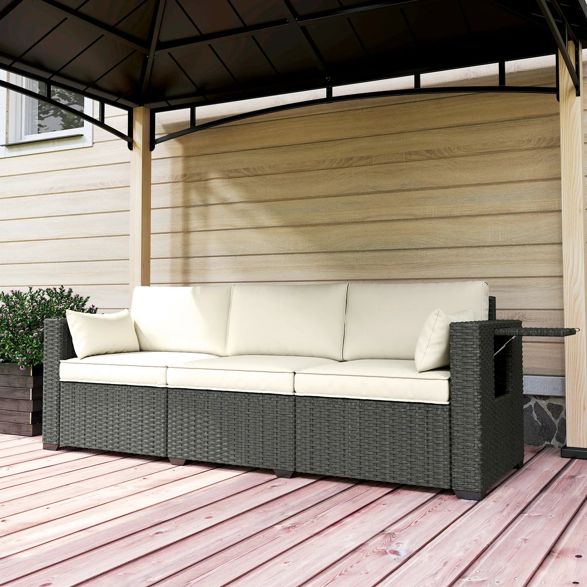 3 Seater Wicker Patio Sofa, 6