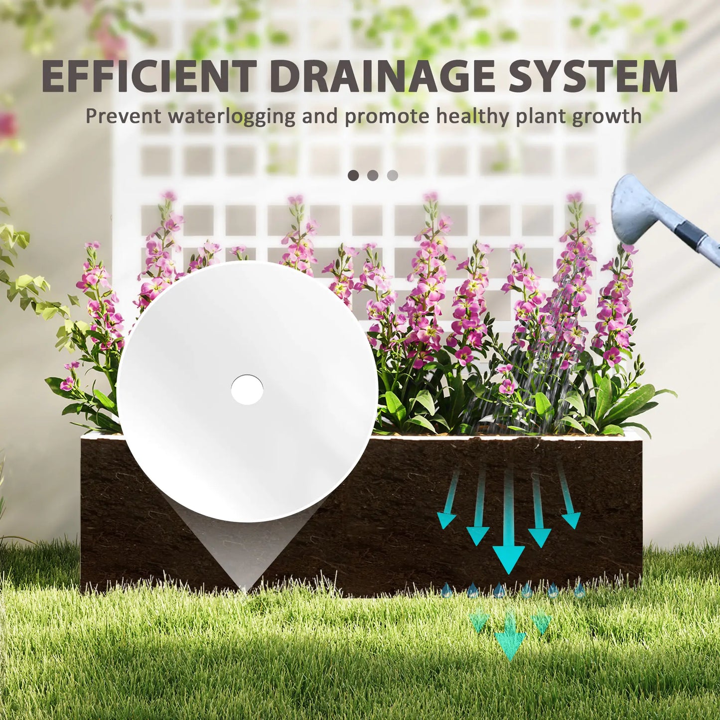 Galvanized Raised Garden Bed Planter Box With Trellis, 43" x 16" x 70", White