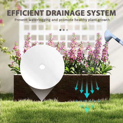 Galvanized Raised Garden Bed Planter Box With Trellis, 43" x 16" x 70", White