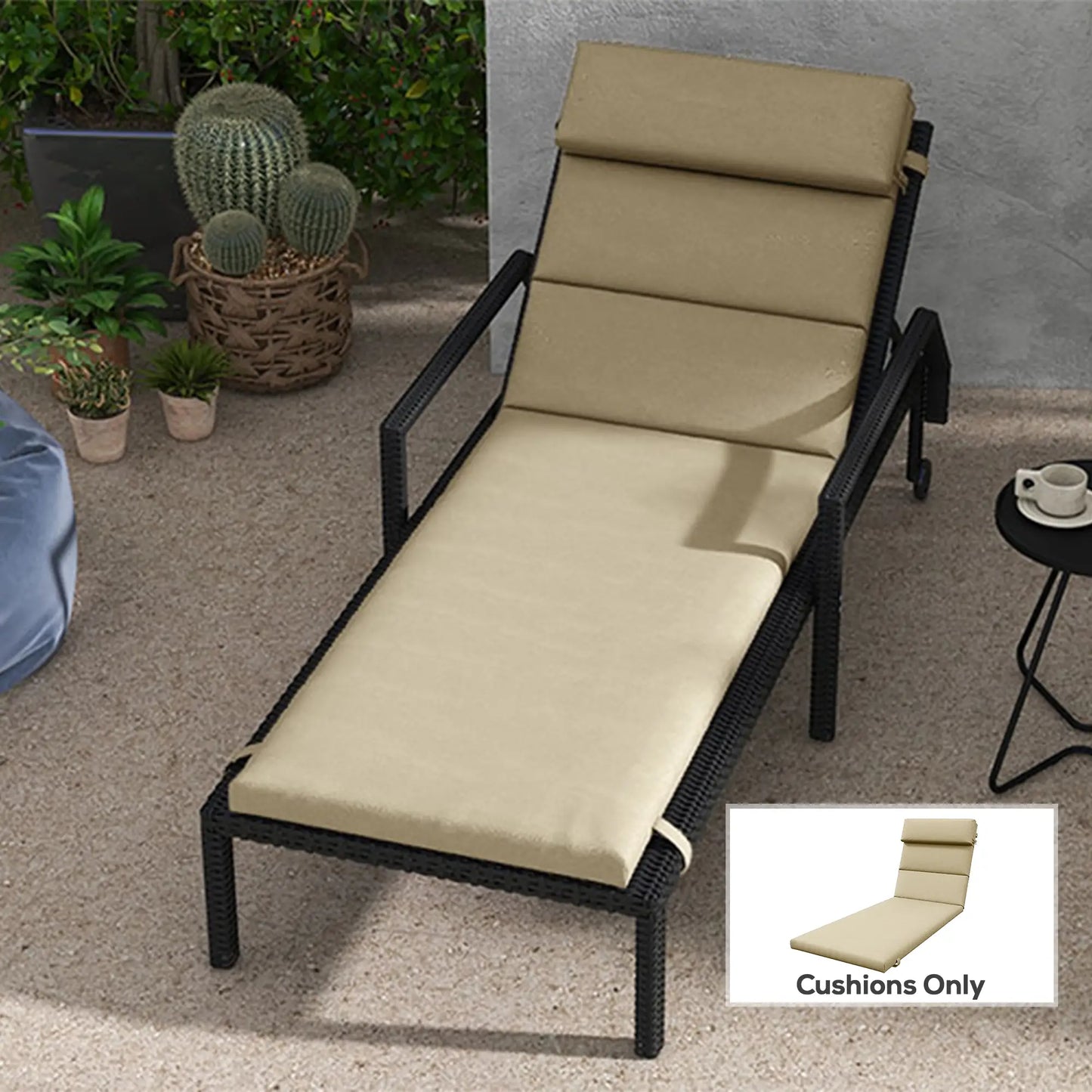 Chaise Lounge Chair Cushion, Sun Lounger Pads with Headrest, Beige Patio Chair Cushions at Gallery Canada