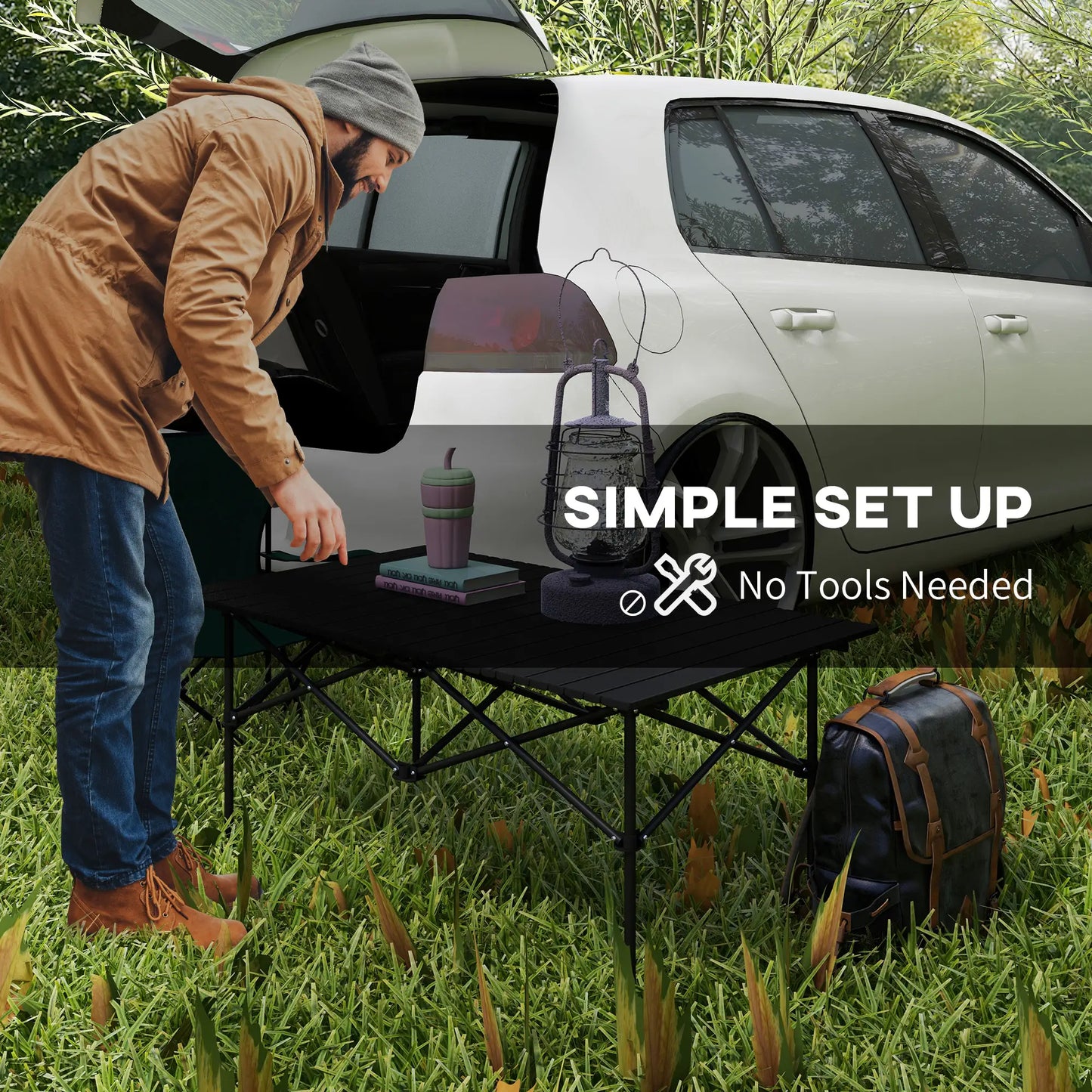 Folding Camping Table, Roll up Top, Carry Bag, Portable, Black Picnic Tables & Camping Chairs at Gallery Canada