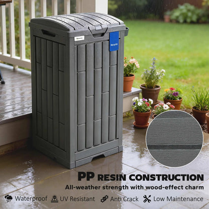 29 Gallon Outdoor Garbage Bin, Dual Lid, Ashtray Drip Tray, Grey Garden Accessories at Gallery Canada