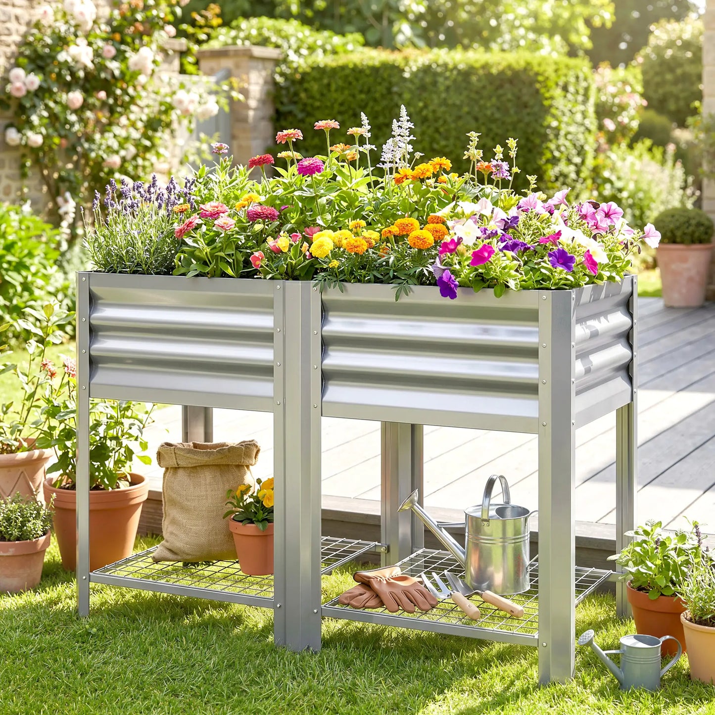 Raised Garden Bed With Legs, 31.5", Silver Elevated Garden Beds at Gallery Canada