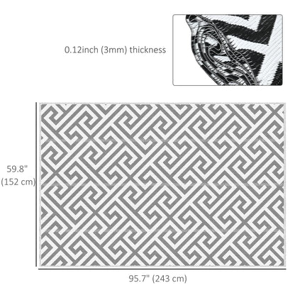 Reversible Outdoor RV Rug, Patio Floor Mat, 5' x 8', Grey & White Garden Decor at Gallery Canada