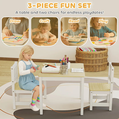 Kids Table And Chairs Set, Toddler Table And 2 Chair Set, Natural Kids Table Sets at Gallery Canada