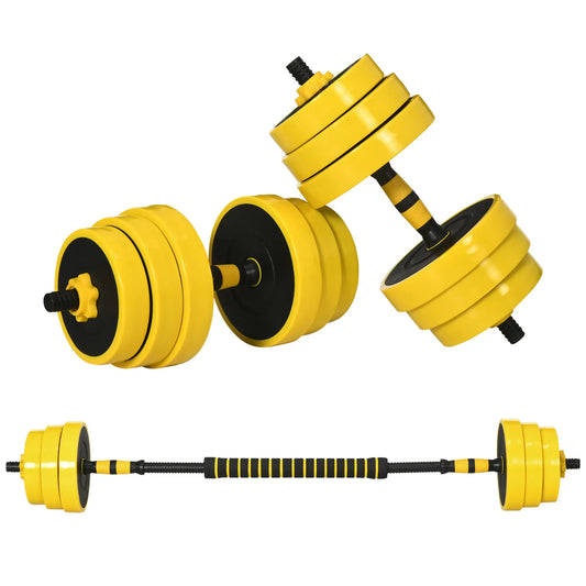 Adjustable Dumbbell Barbell Set 55lbs, Strength Training, Home Gym Dumbbells & Barbells Black and Yellow at Gallery Canada