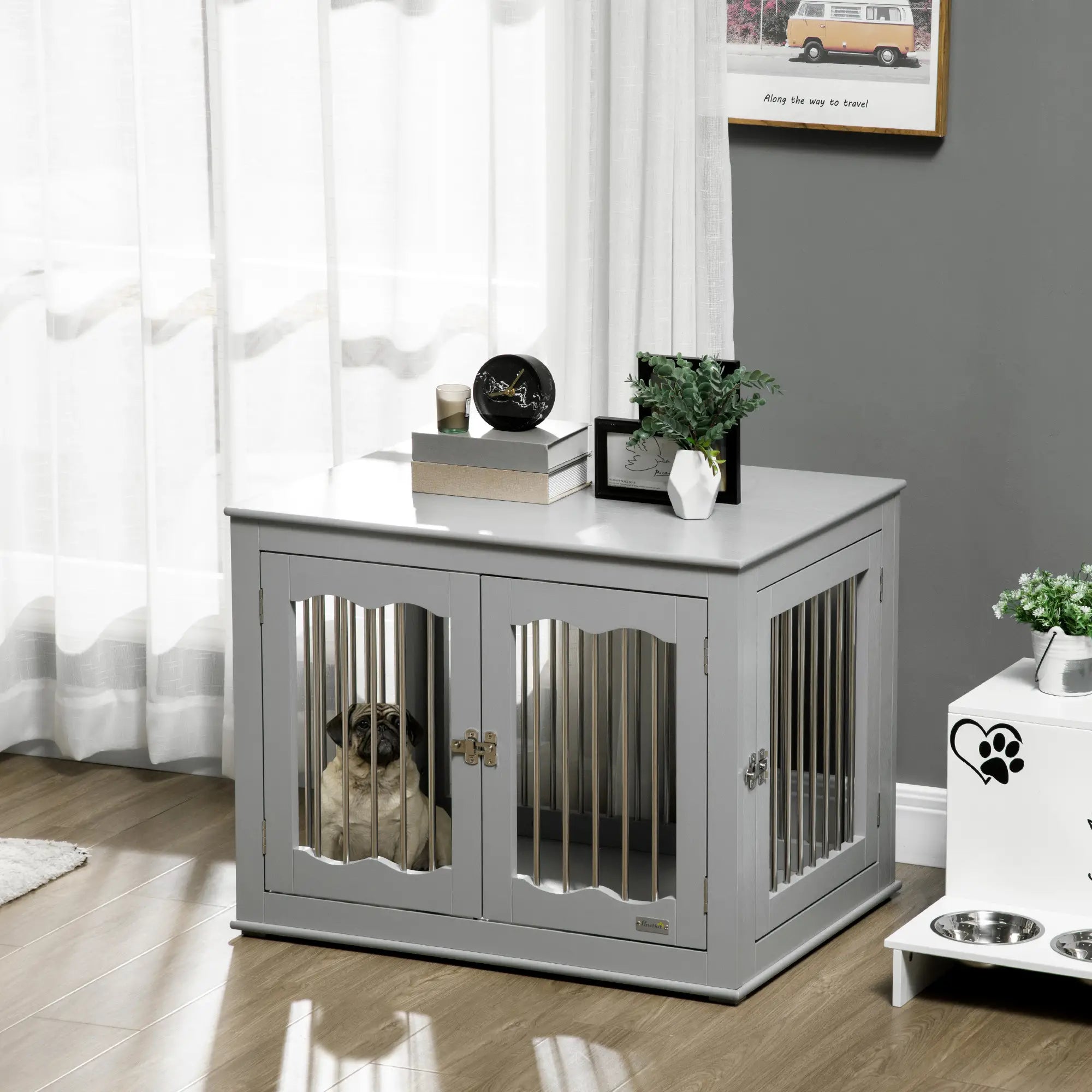Dog Crate Furniture, Three Doors, Locks, Indoor, Medium, Grey Houses, Kennels & Pens at Gallery Canada