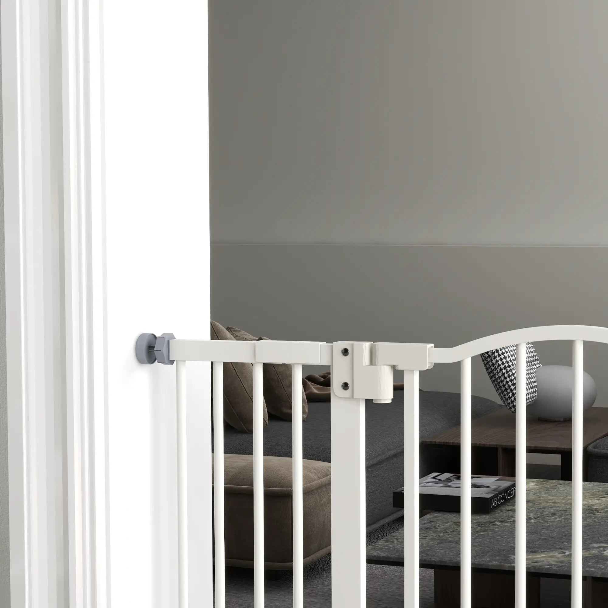 Extra Tall Dog Gate with Door, Pressure Fit, Auto Close, 29