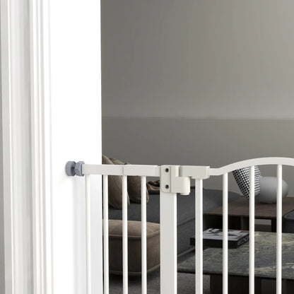 Extra Tall Dog Gate with Door, Pressure Fit, Auto Close, 29"-39", White Houses, Kennels & Pens at Gallery Canada