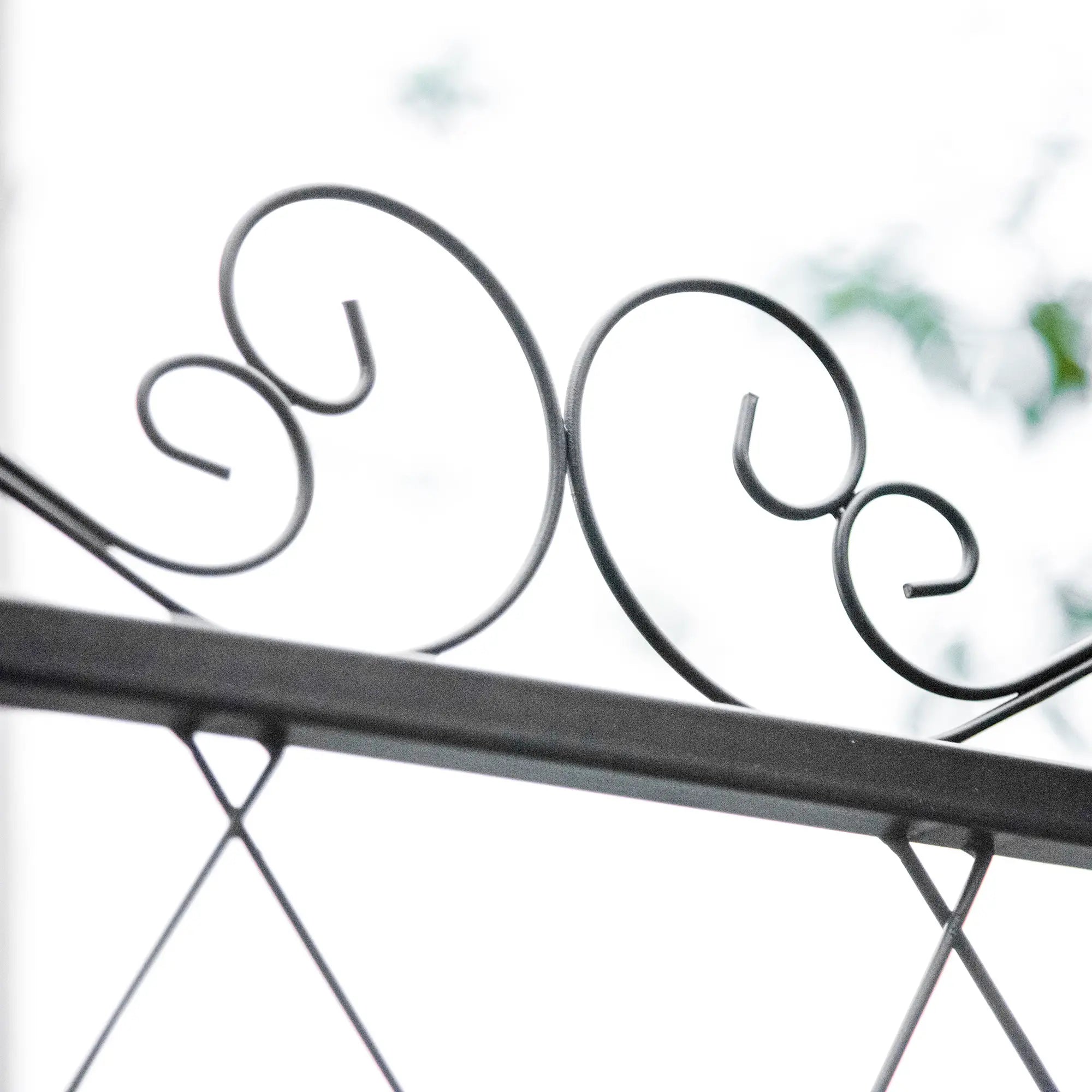 7FT Metal Garden Arch with Gate, Climbing Planter Frame, Black Garden Arches at Gallery Canada