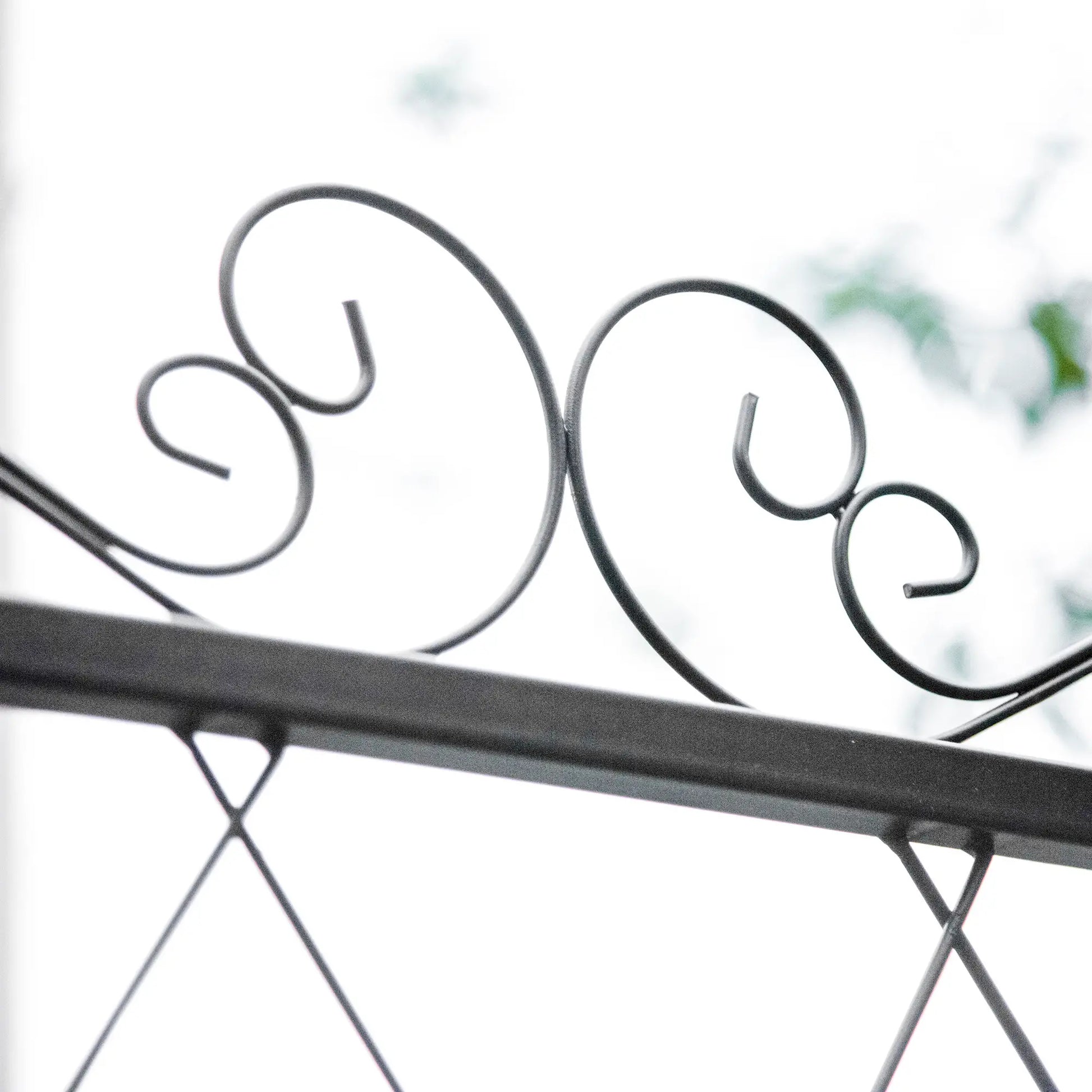 7FT Metal Garden Arch with Gate, Climbing Planter Frame, Black Garden Arches at Gallery Canada
