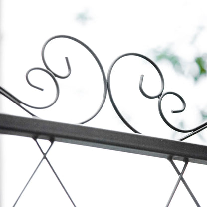 7FT Metal Garden Arch with Gate, Climbing Planter Frame, Black Garden Arches at Gallery Canada