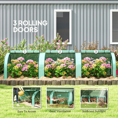 Mini Tunnel Greenhouse, PE Cover, Steel Frame, Zipped Doors, Green Greenhouses at Gallery Canada
