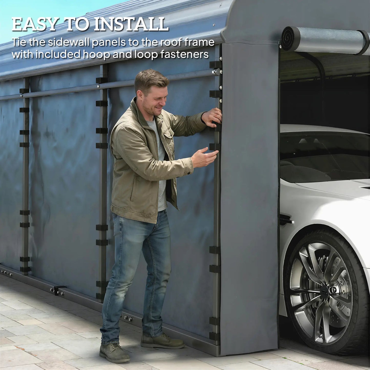 Replacement Canopy Cover Sidewalls, 12' x 20', UPF50+ Waterproof, Dark Grey Car Shelters at Gallery Canada