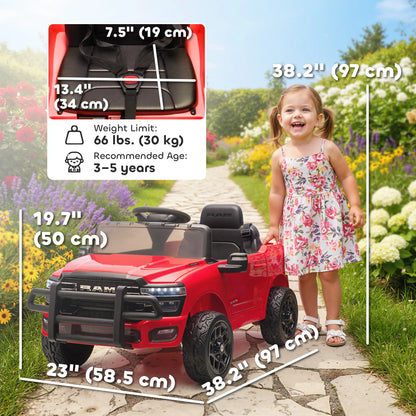 12V Ride On Car, Dodge RAM 3500, Remote Control, Suspension, Red Electric Toy Cars at Gallery Canada