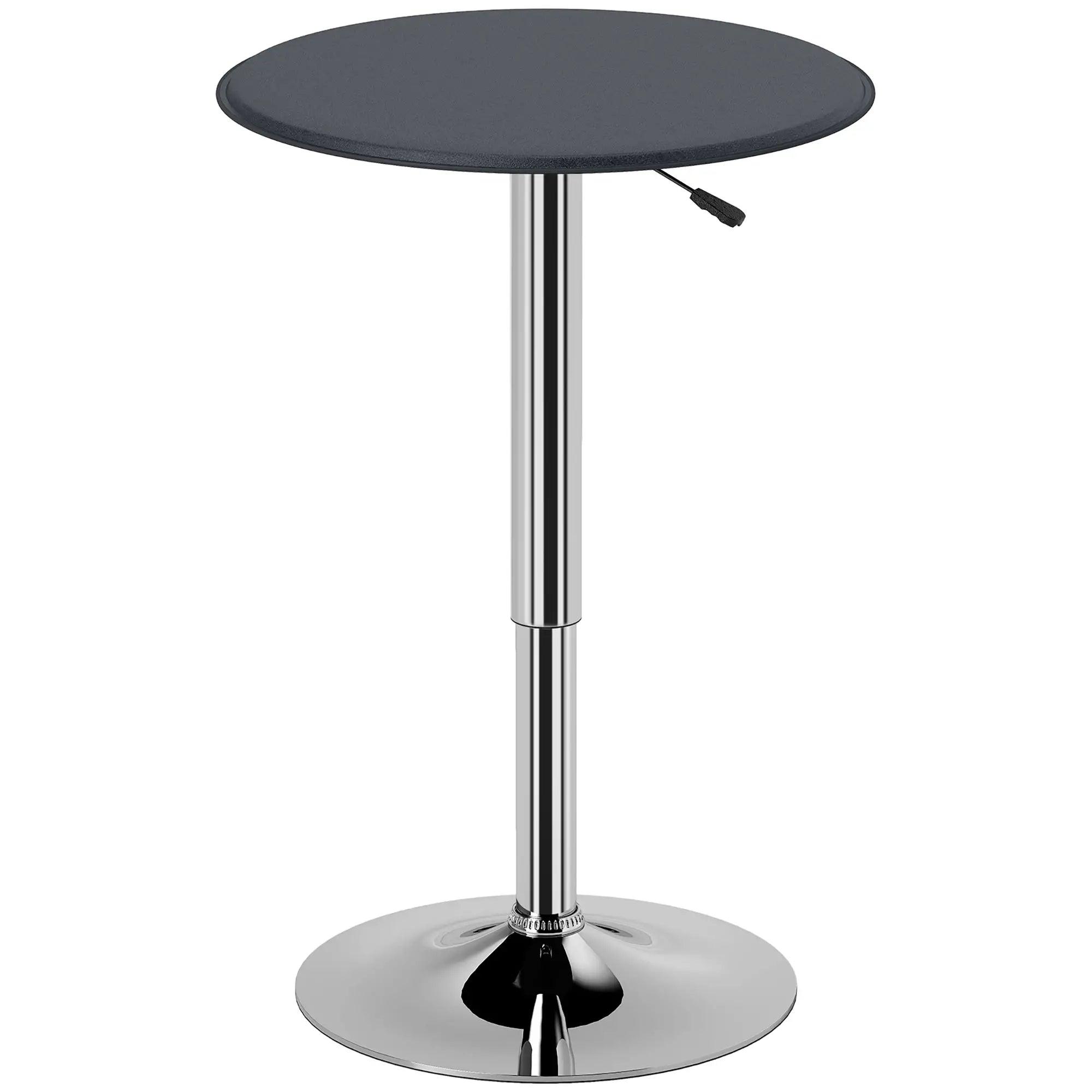 Round Bar Table, Adjustable Height, Faux Leather Top, Chrome Base, Black Bar Tables & Dining Tables Black Faux Leather, Chrome at Gallery Canada